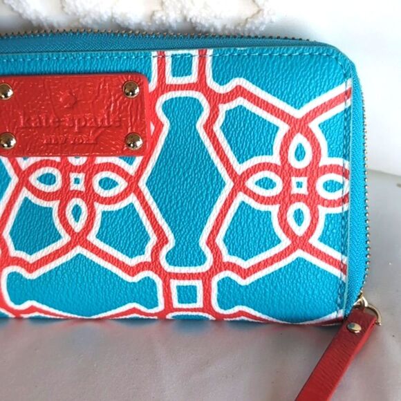 Kate Spade Turquoise Flame New York Moroccan Market Zip Around Wallet ♥️ NWOT - Picture 4 of 17